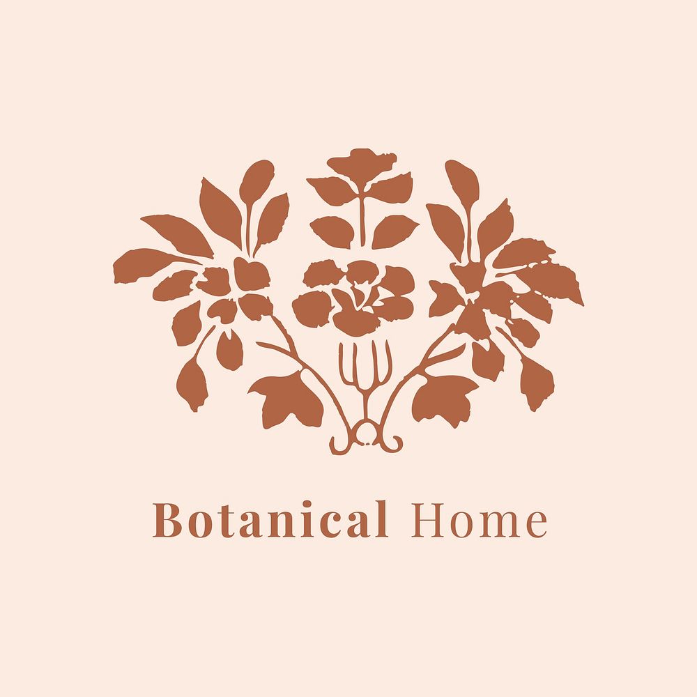 Beautiful leaf logo psd template for botanical branding in brown