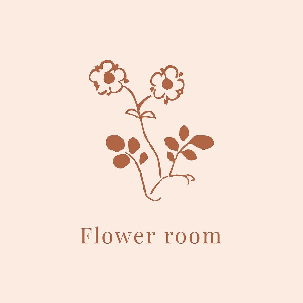 Classic flower logo vector template for branding in brown