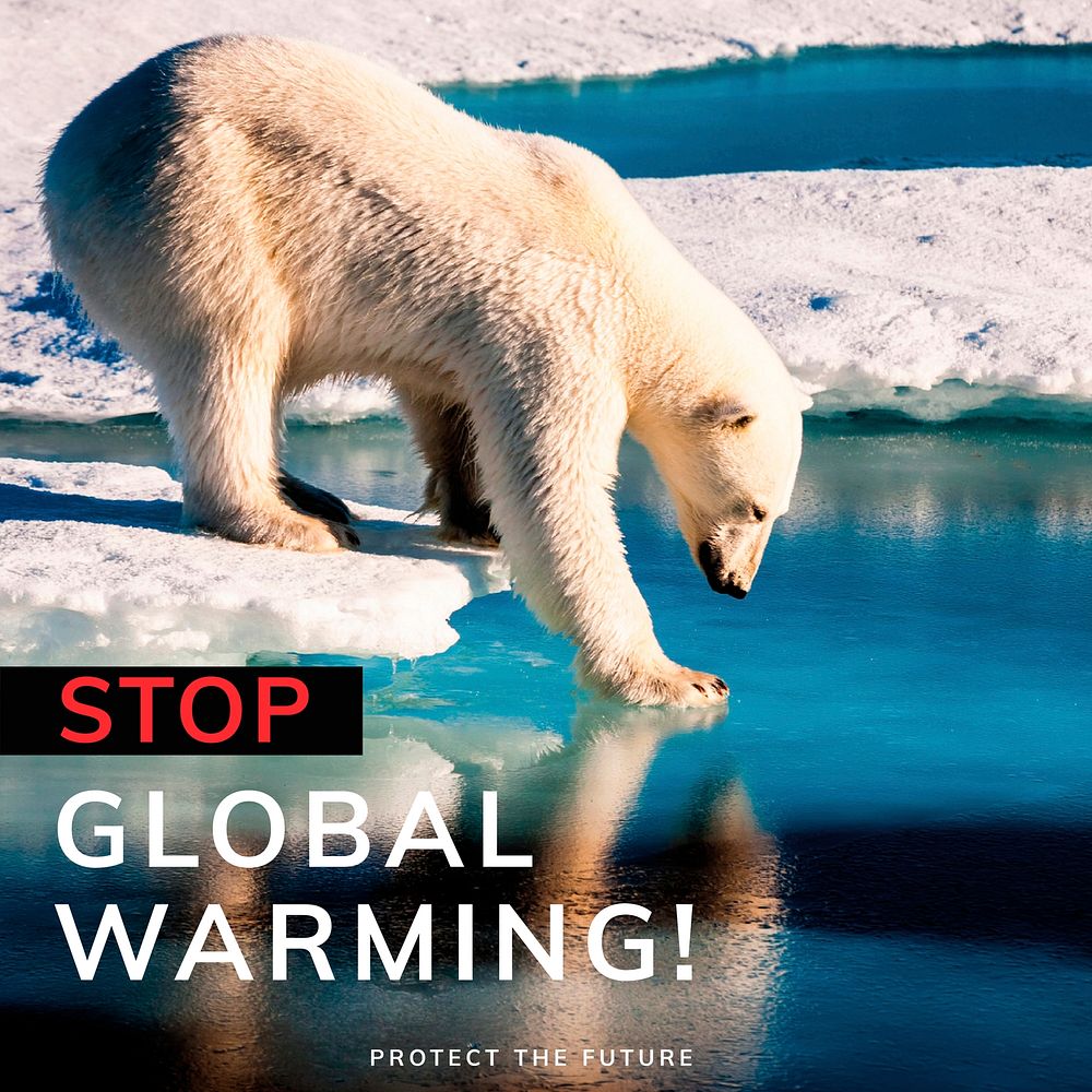 Global warming editable template vector to protect the future social media post