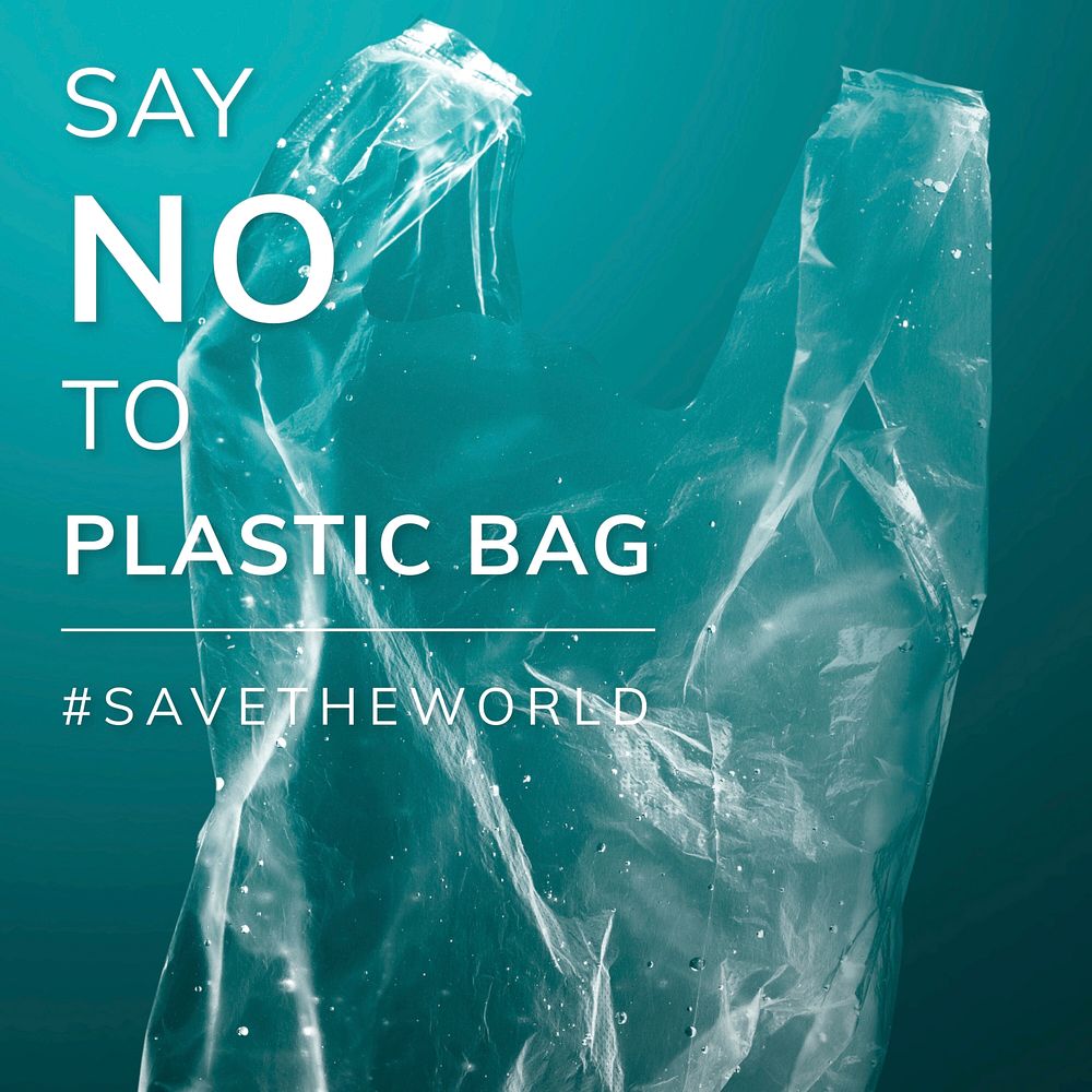 Save the earth template vector say no to plastic bag