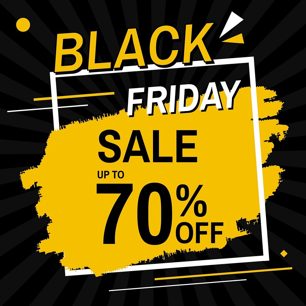 Yellow vector Black Friday 70% off bold text ad template