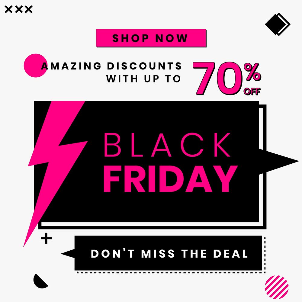 Bold text vector Black Friday 70% off promotional poster template
