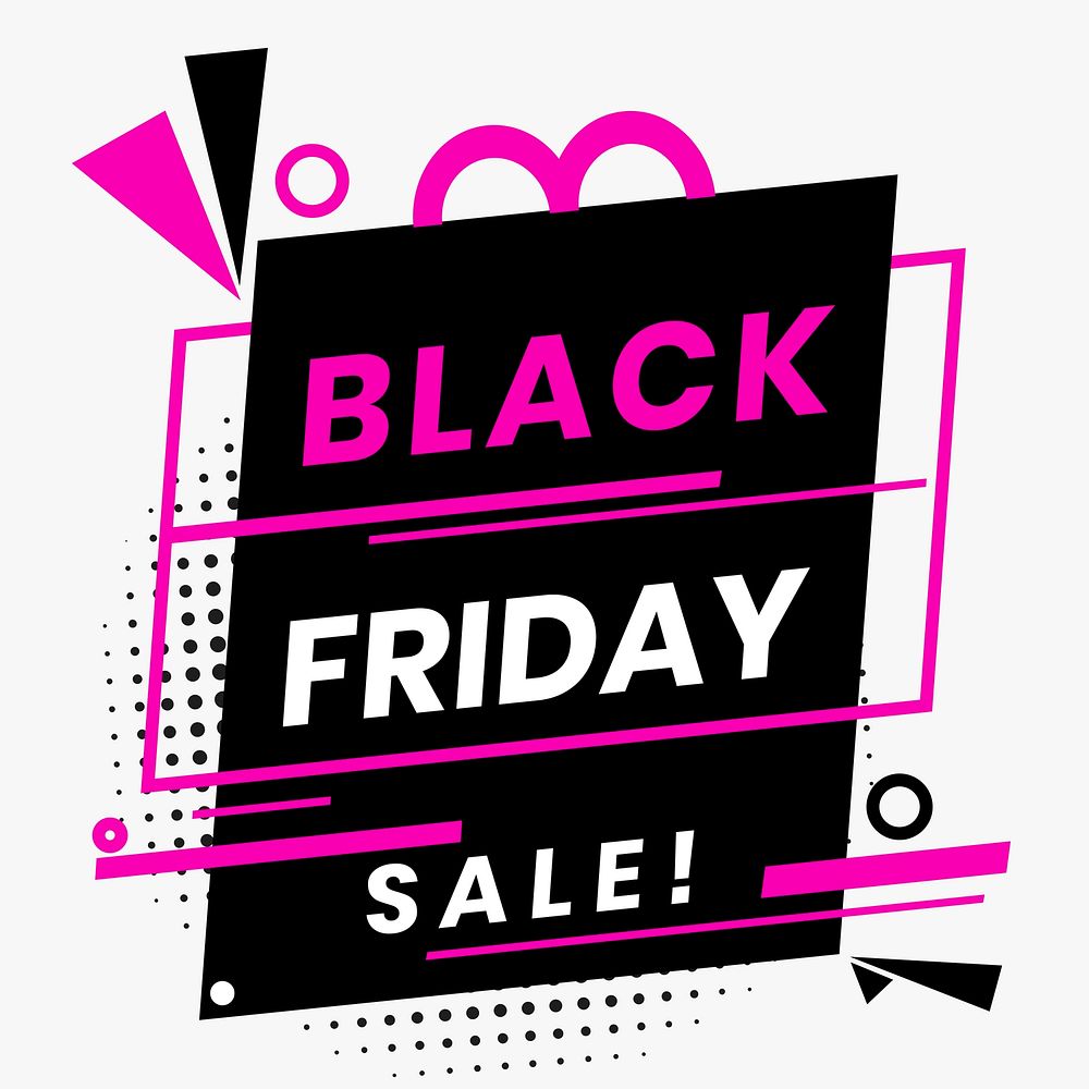 Pink vector Black Friday sale! halftone bold text template