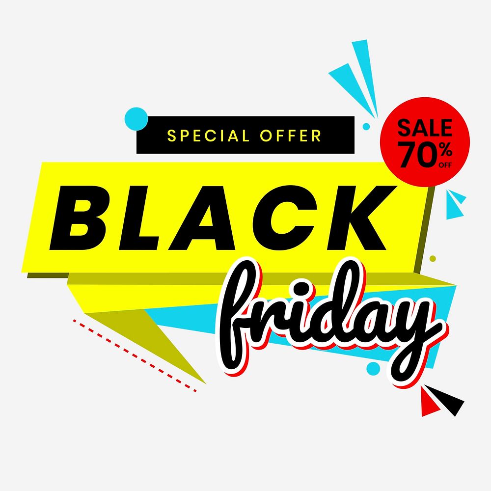 Colorful vector Black Friday bold funky text ad poster template