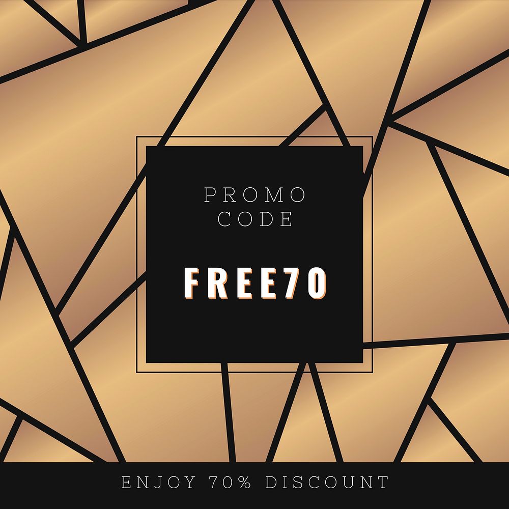 Vector promo code free 70% off luxurious sale advertisement template