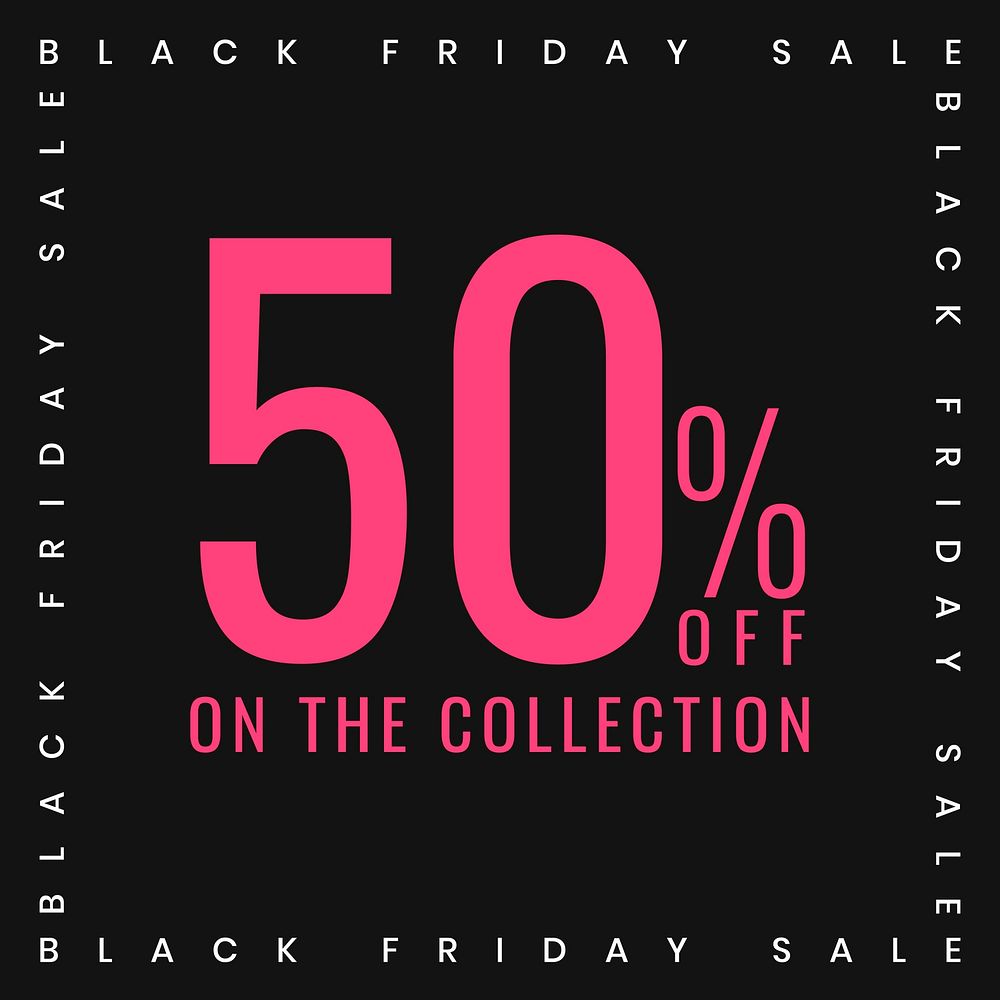 Pink 50% off vector sale advertisement poster template