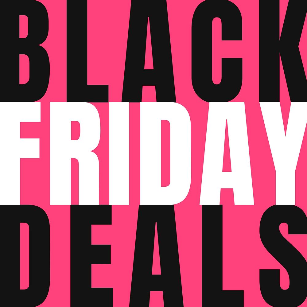 Black Friday deals vector bold font pink advertisement template