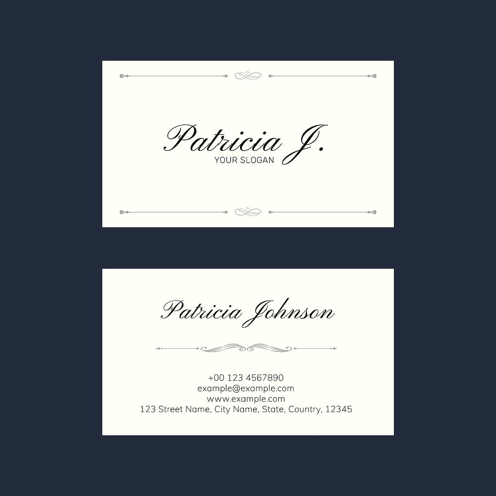 Classy business card template vector with vintage ornaments