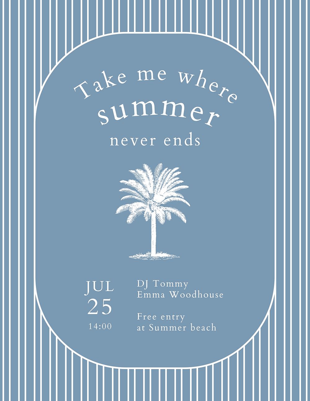 Summer concert flyer template vector with tropical background