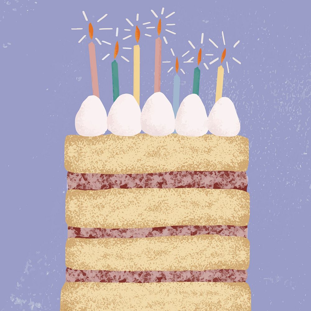 Birthday cake background illustration in purple tone