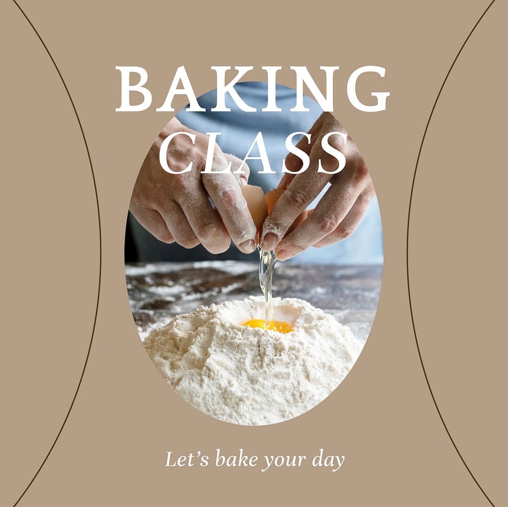 Baking class vector ig post template for bakery and cafe marketing