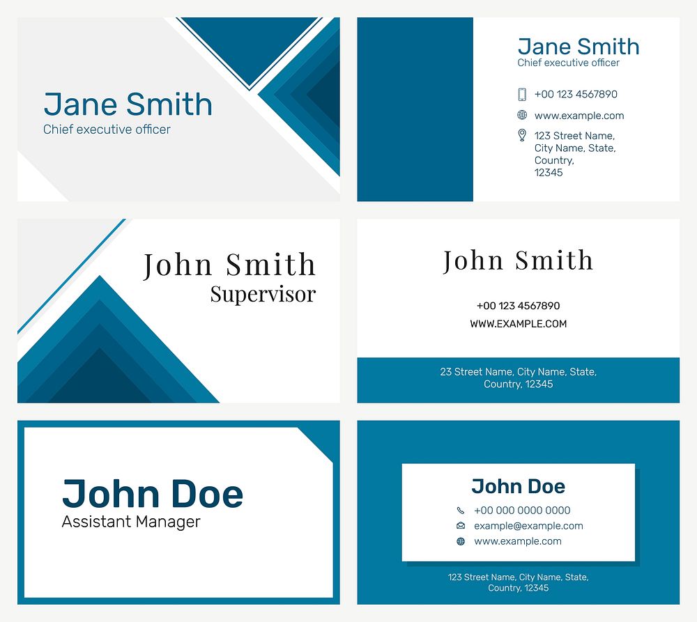 Modern business card template vector in blue collection