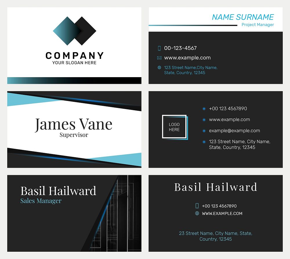 Editable business card template vector modern design collection