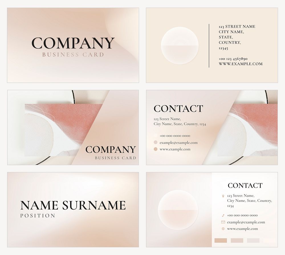 Business card template vector feminine style set