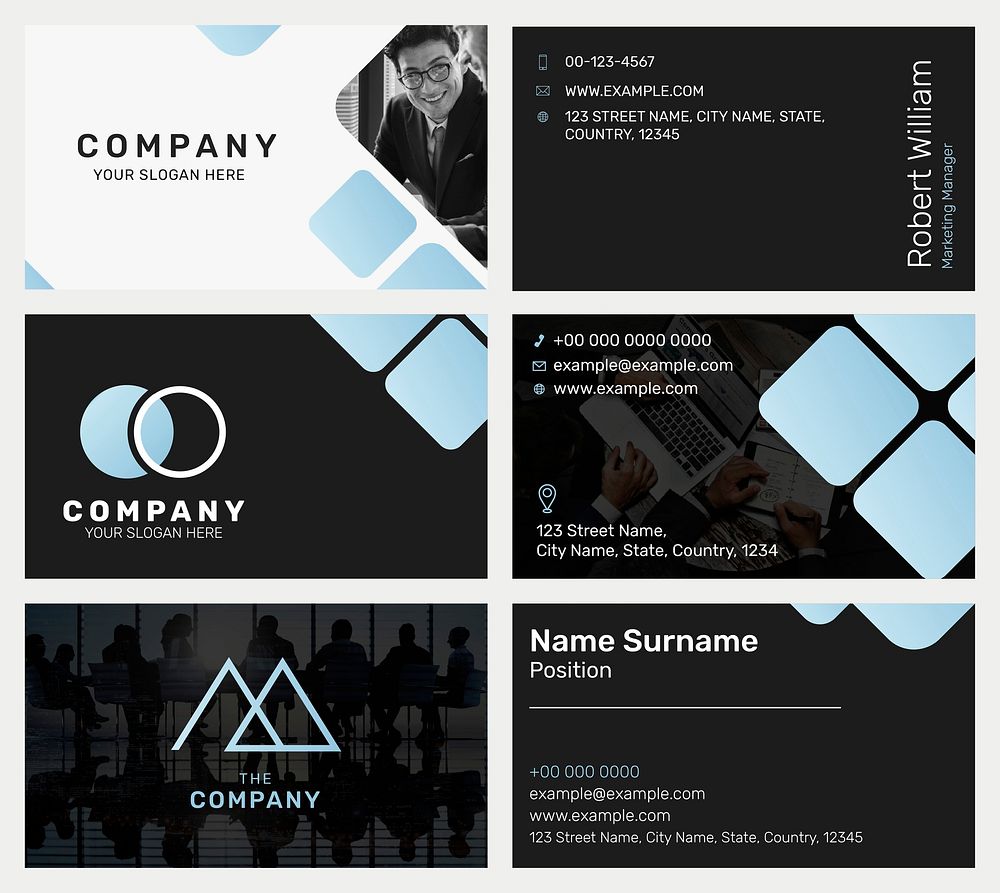 Editable business card template vector in modern design collection