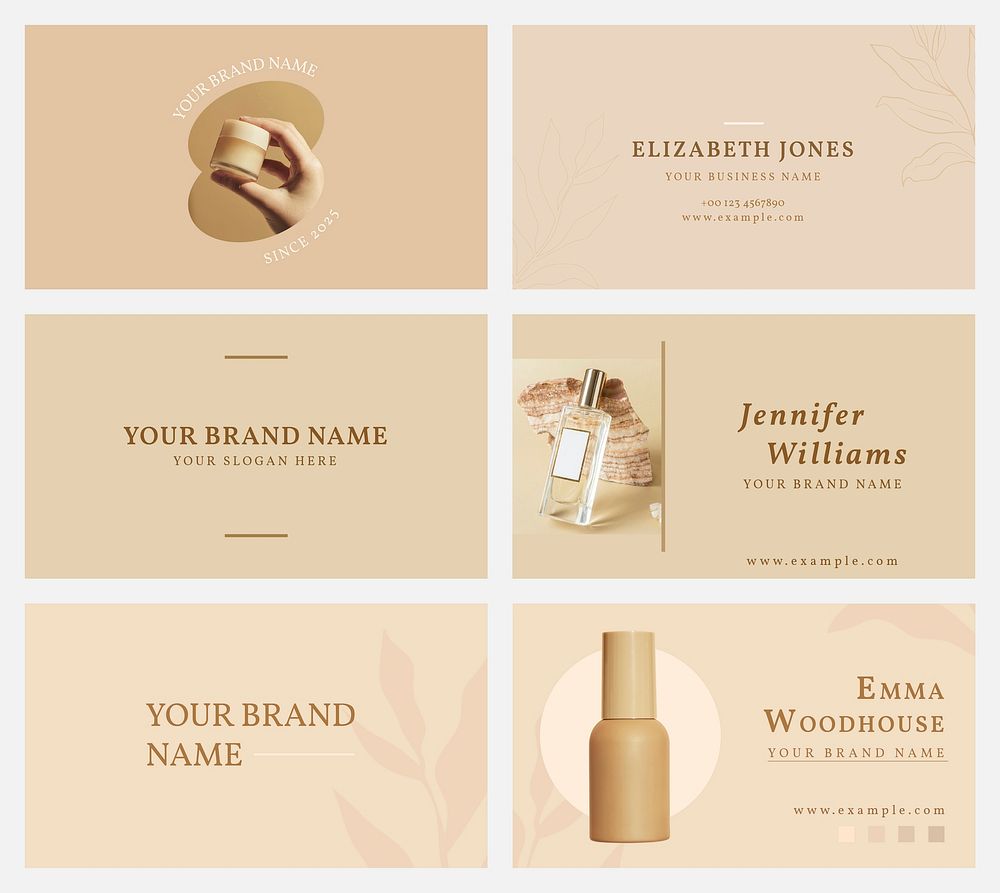Cosmetic business card template vector set