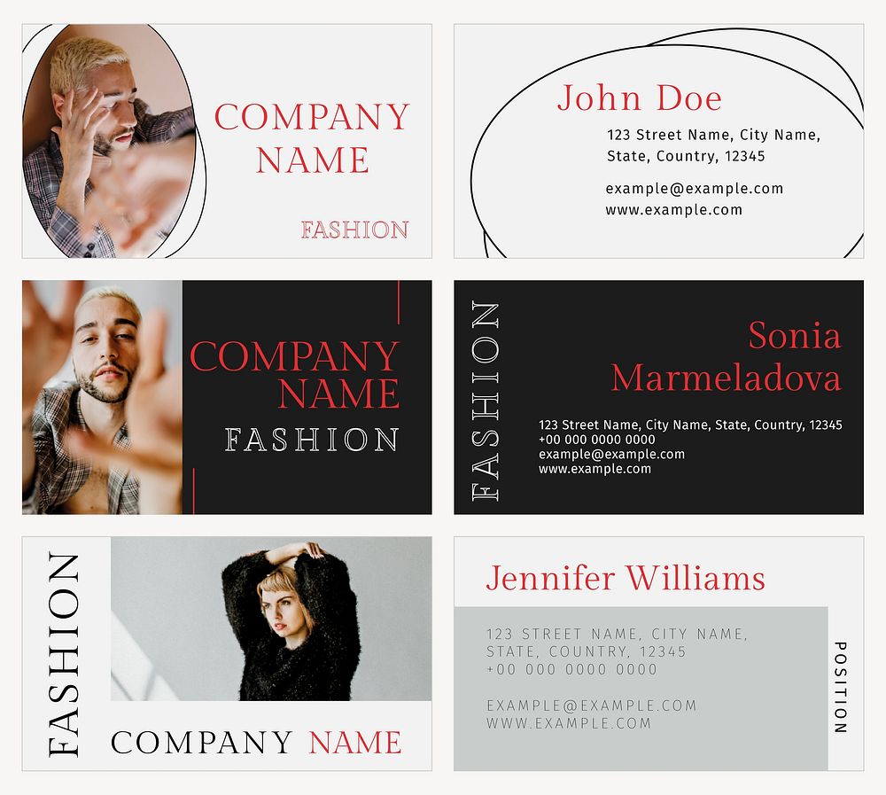 Business card template vector for professional fashion designer set