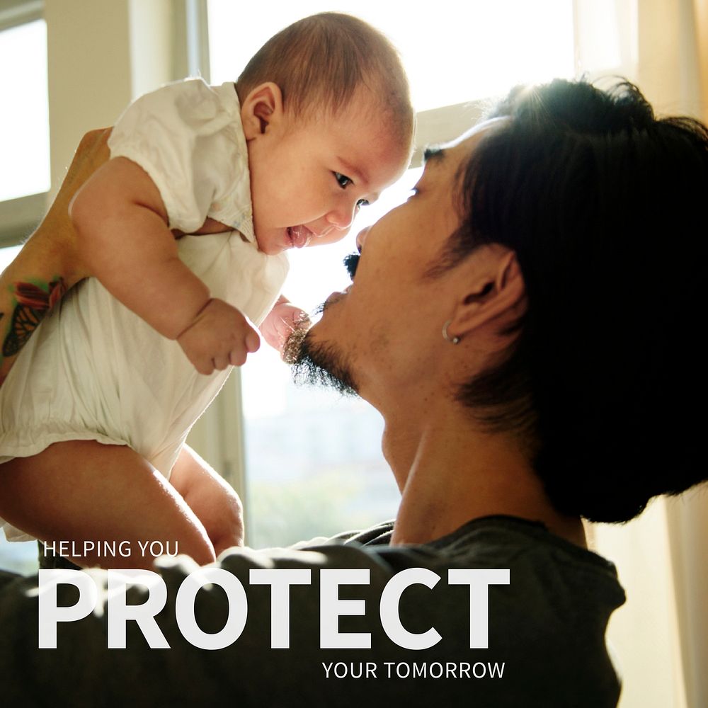Protect tomorrow insurance template vector for family&rsquo;s health social media ad