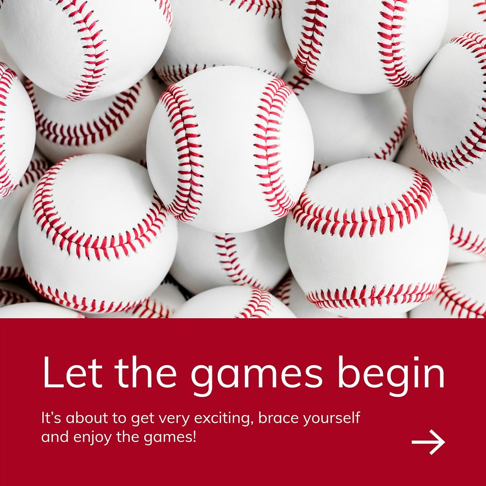 Baseball sports template vector motivational quote social media ad