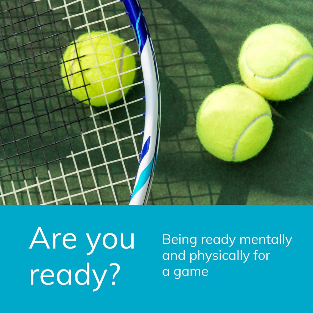Tennis sports template vector motivational quote social media ad