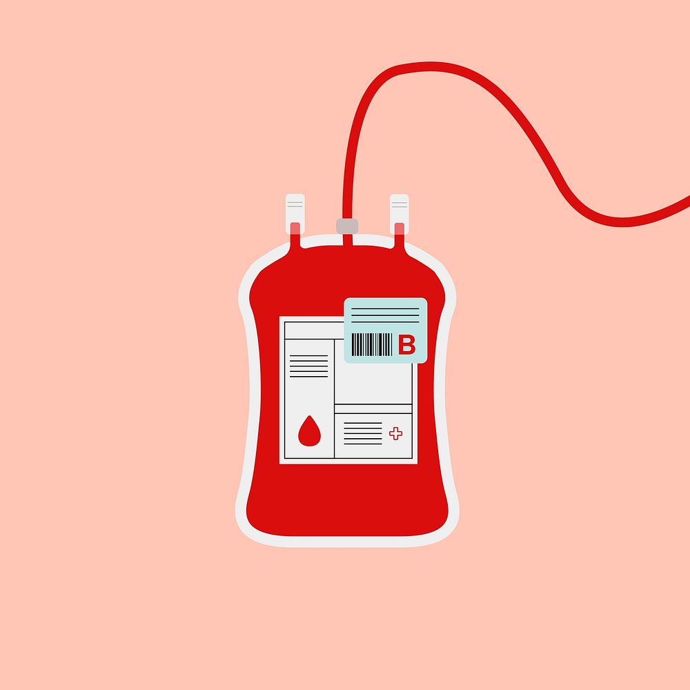 B type blood bag vector red health charity illustration