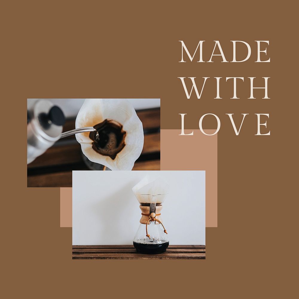 Coffee shop template psd for social media post made with love