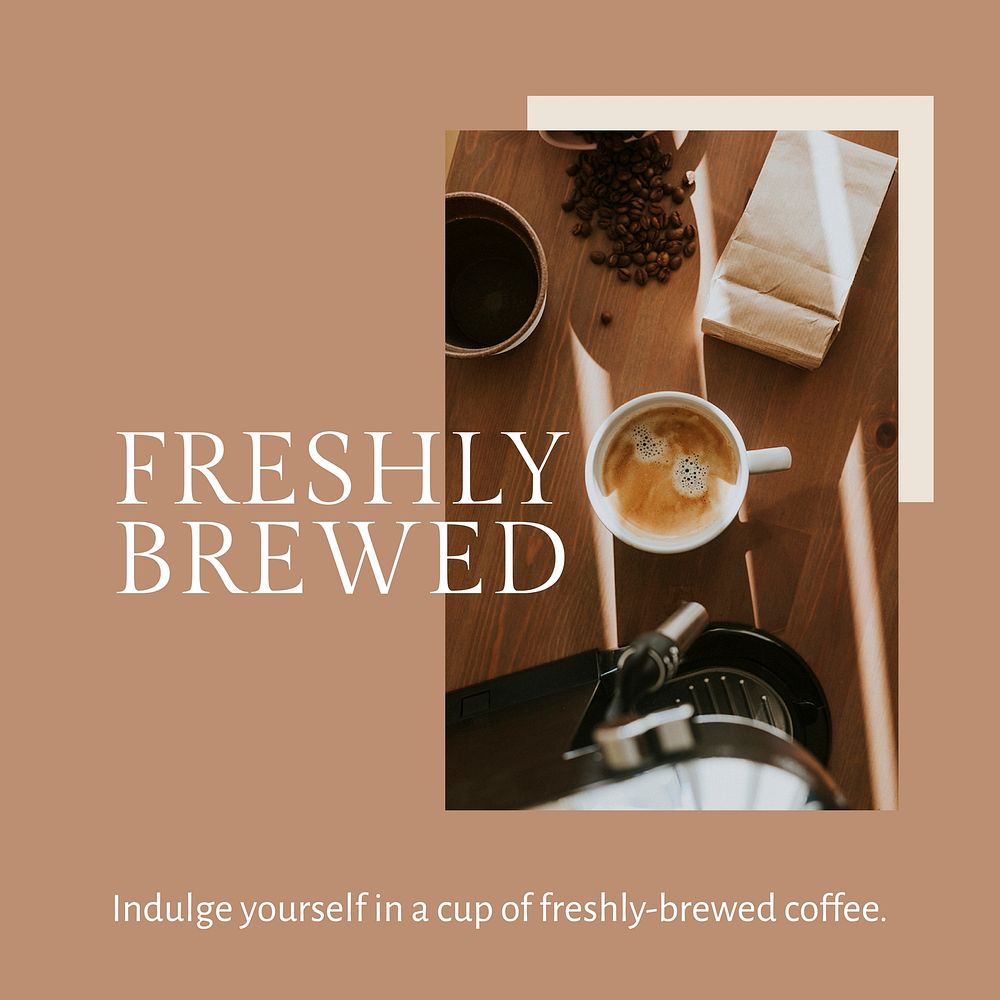 Cafe marketing template vector for social media post freshly brewed