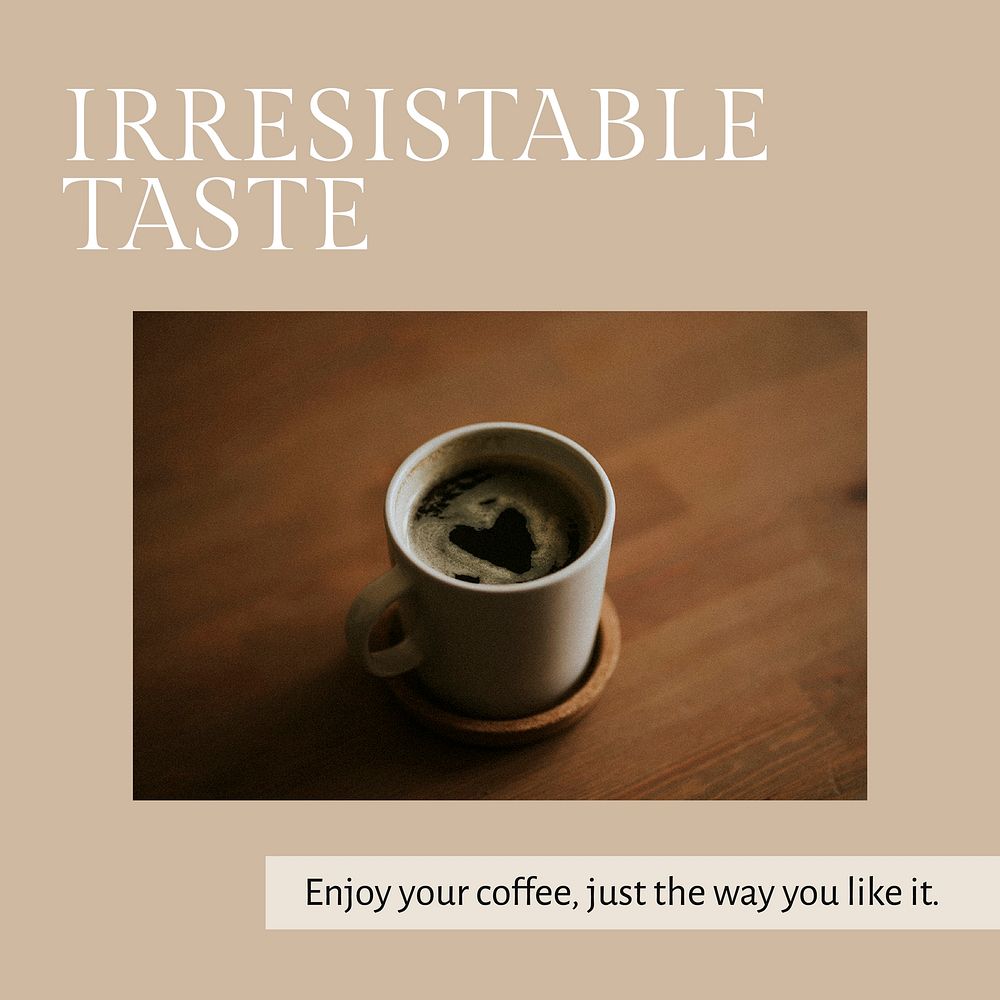 Cafe marketing template vector for social media post irresistible taste