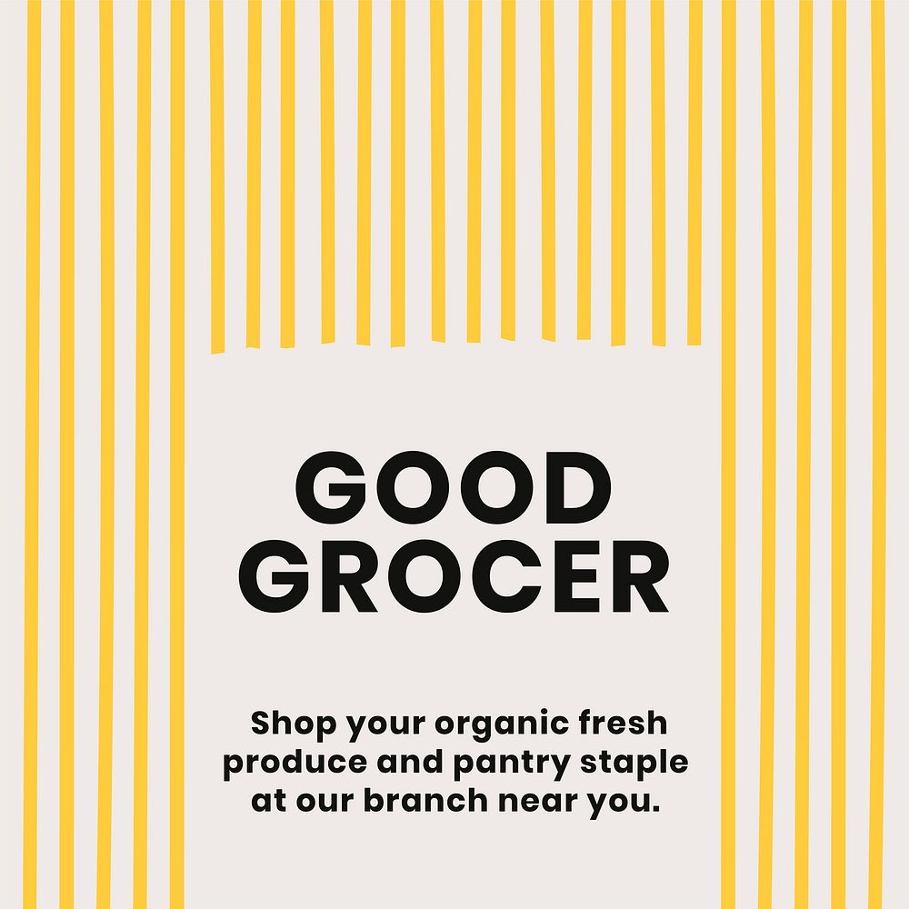 Good grocer food template vector with cute pasta doodle social media post
