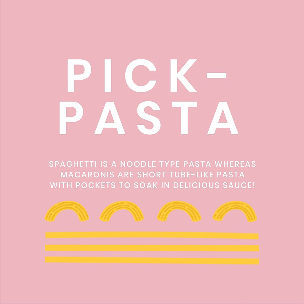 Pick pasta pasta food template vector cute doodle social media post