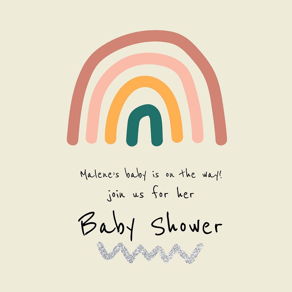 Rainbow baby shower template, Instagram post vector