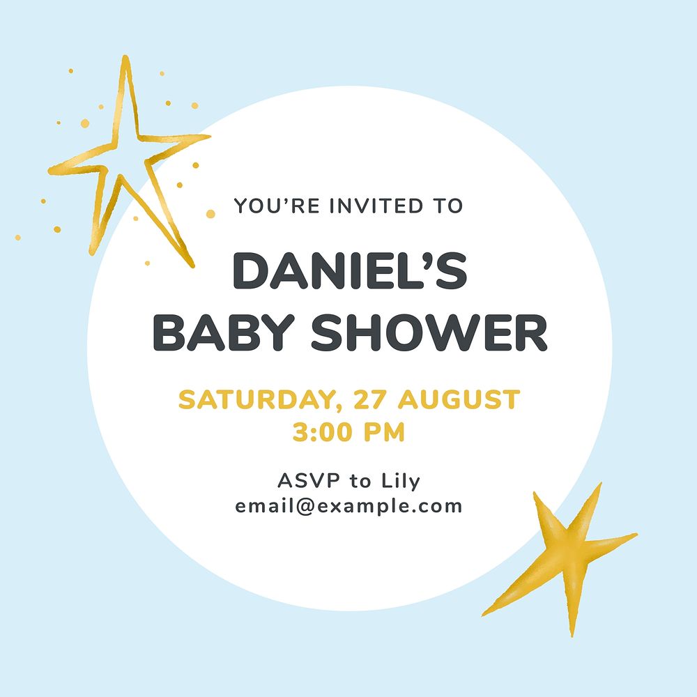 Blue baby shower template, Instagram post vector