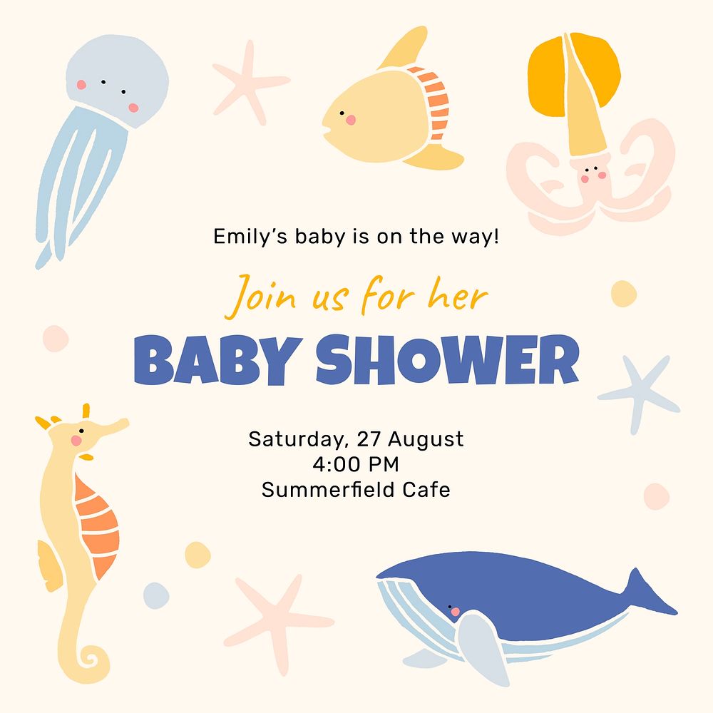 Baby shower celebration template, Instagram post vector
