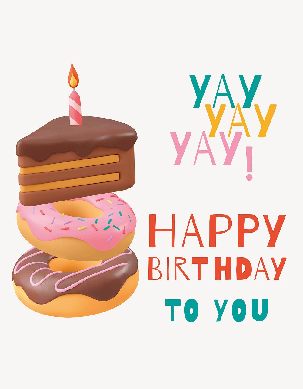 Birthday cake flyer template, cute greeting card psd