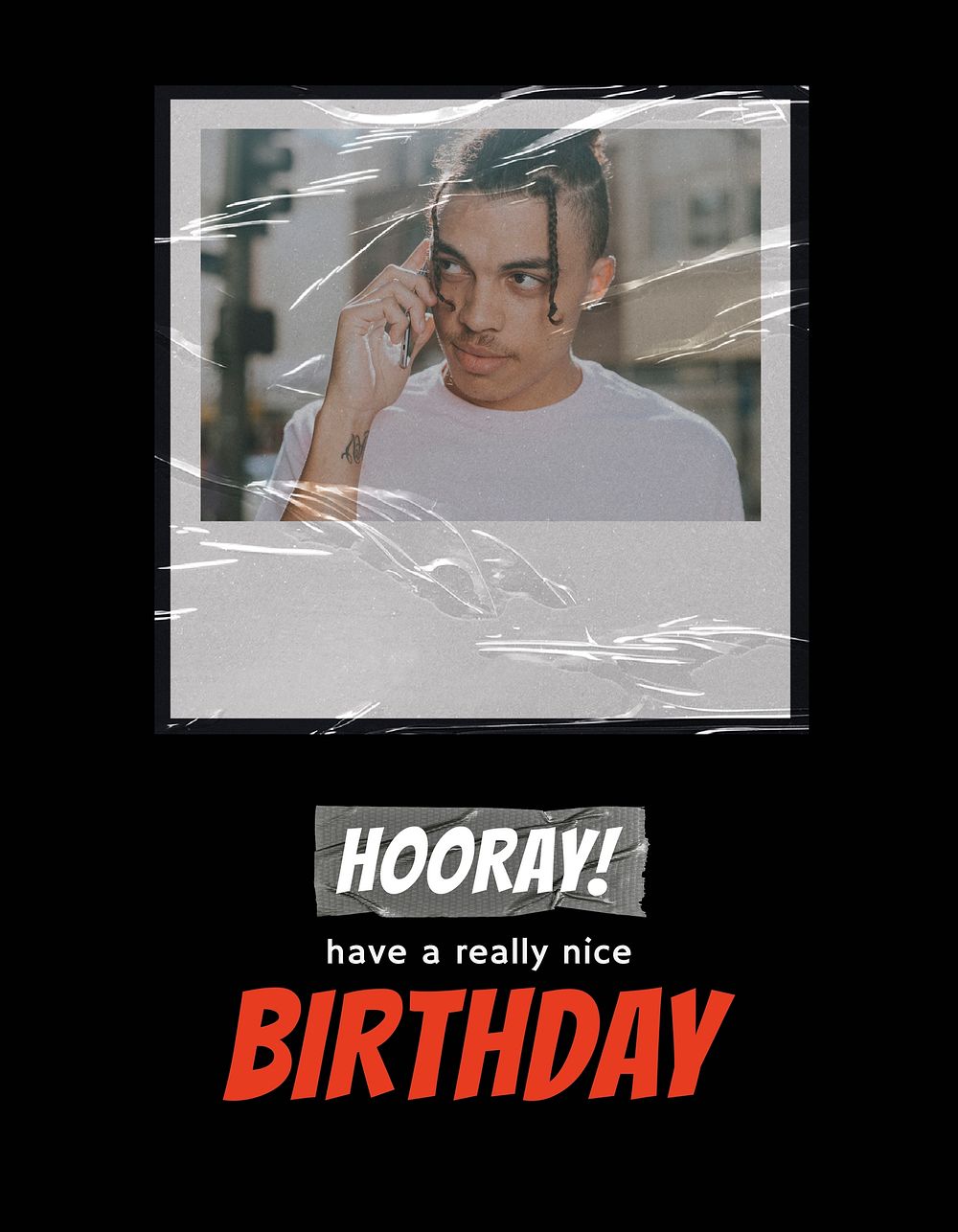 Instant film flyer template, birthday greeting card psd