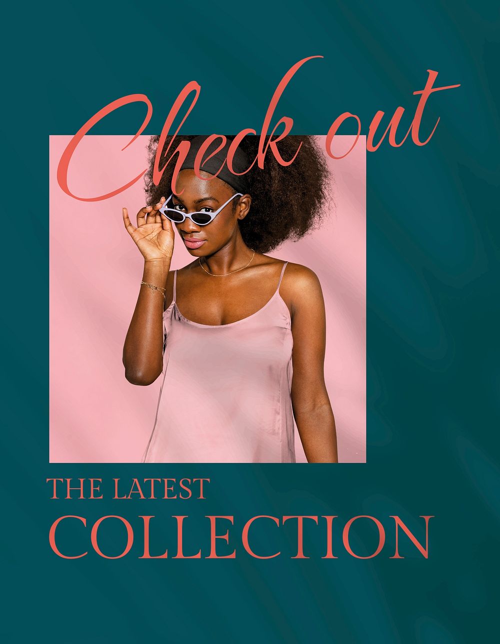 Fashion collection flyer template, editable text psd