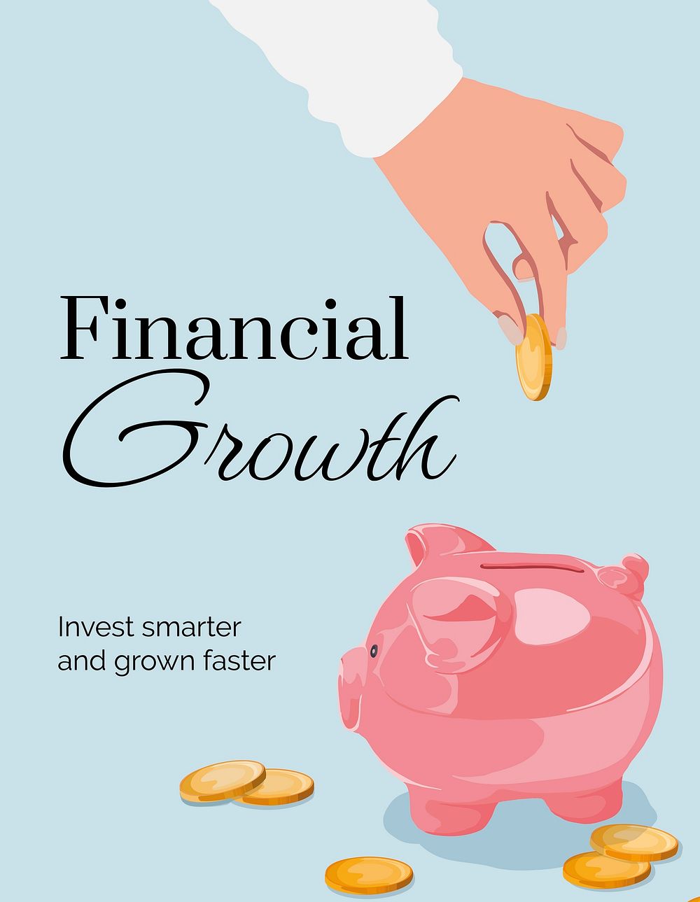 Financial growth flyer template, editable text psd