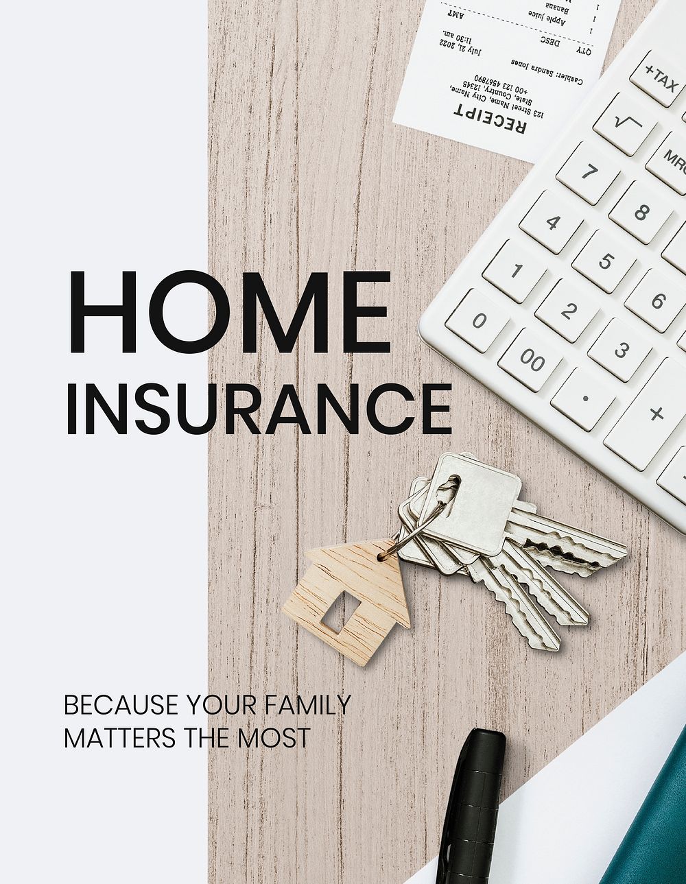 Home insurance flyer template, editable text psd