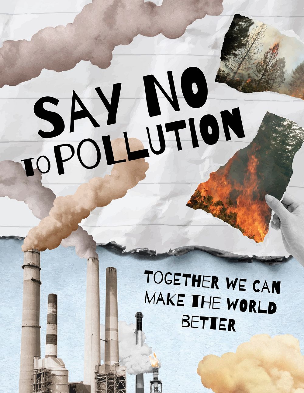 Stop pollution flyer template, editable text vector