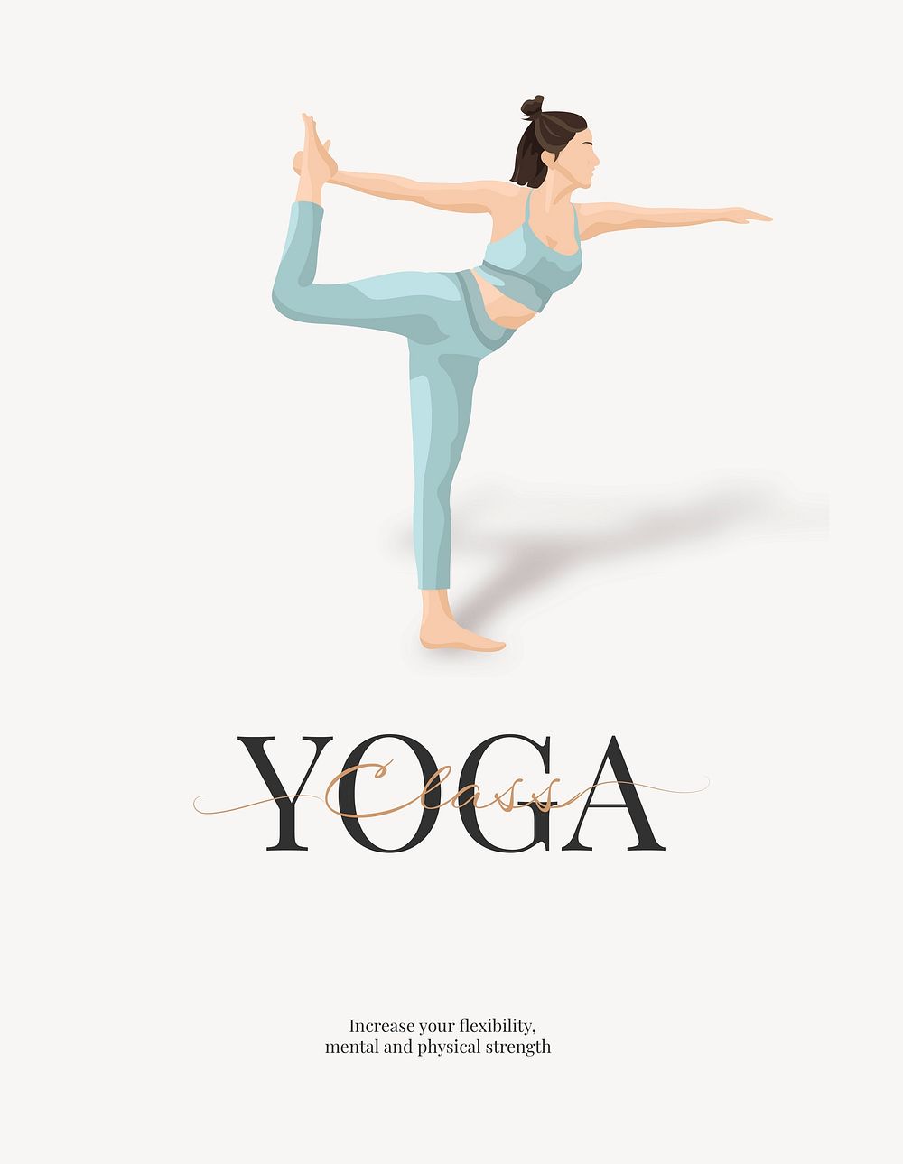 Yoga class flyer template, editable text psd