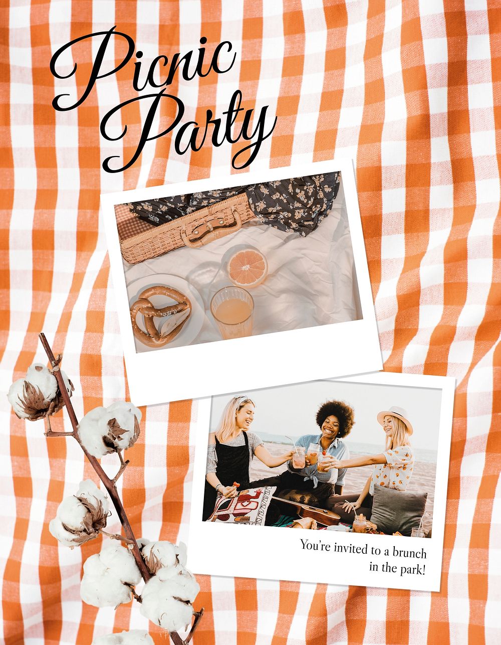 Picnic event flyer template, editable text psd
