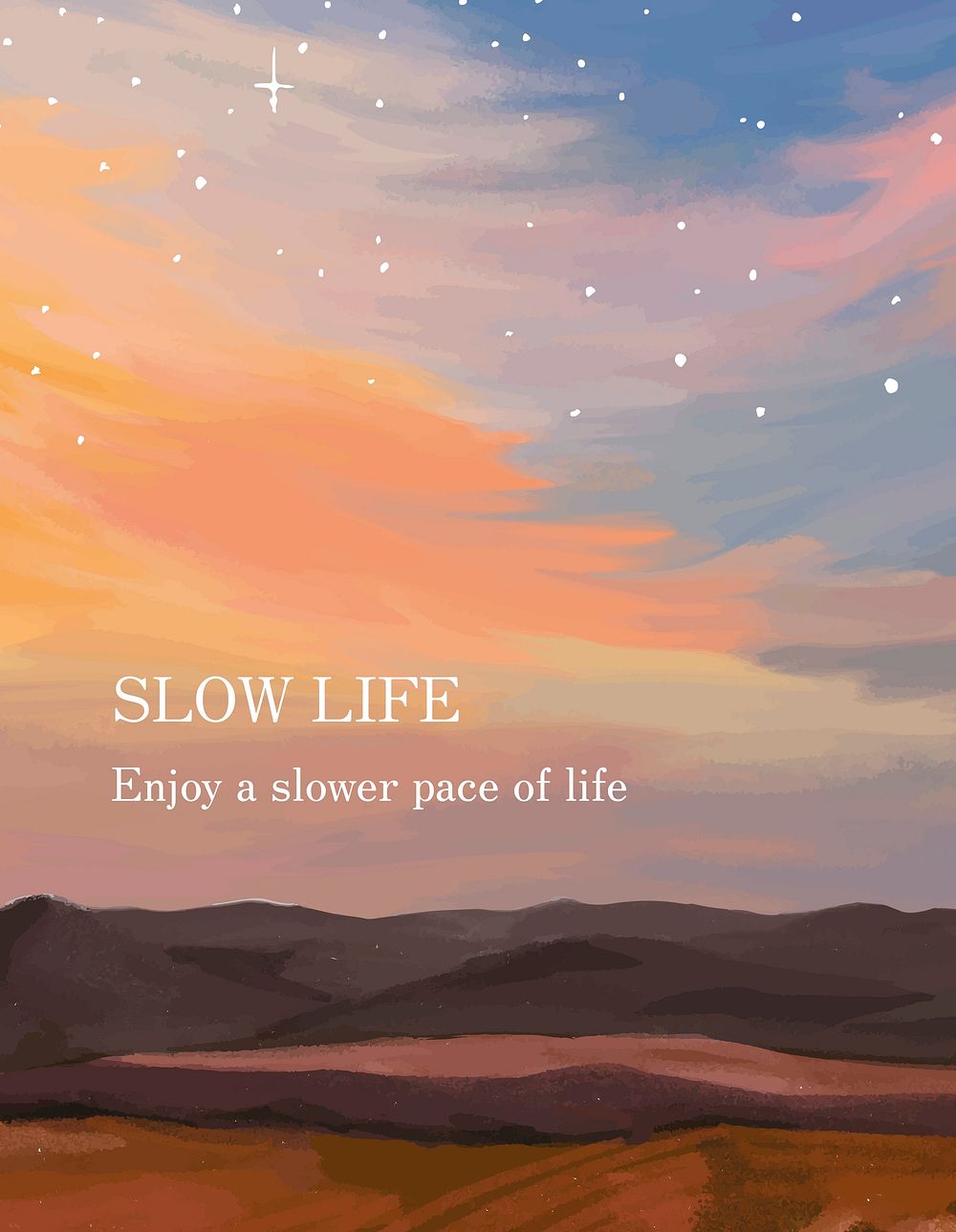 Slow lifestyle flyer template, editable text psd