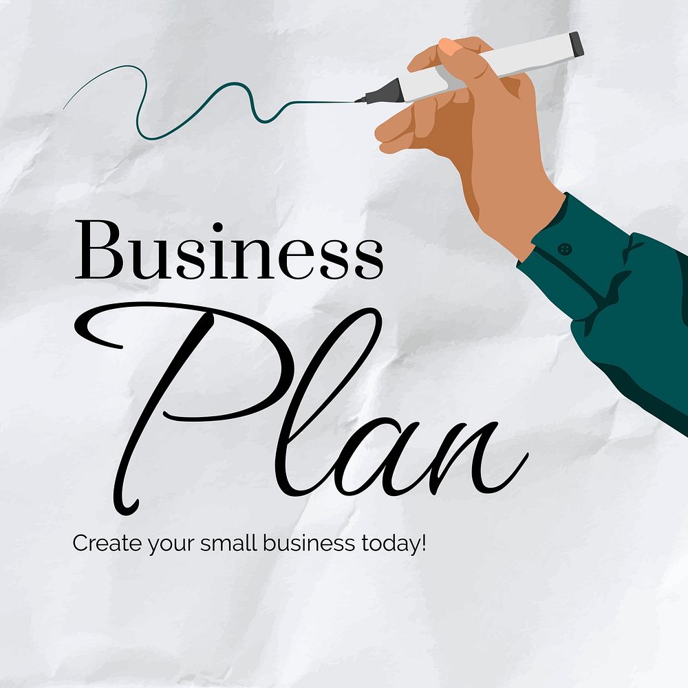 Business plan  Instagram post template, editable text vector