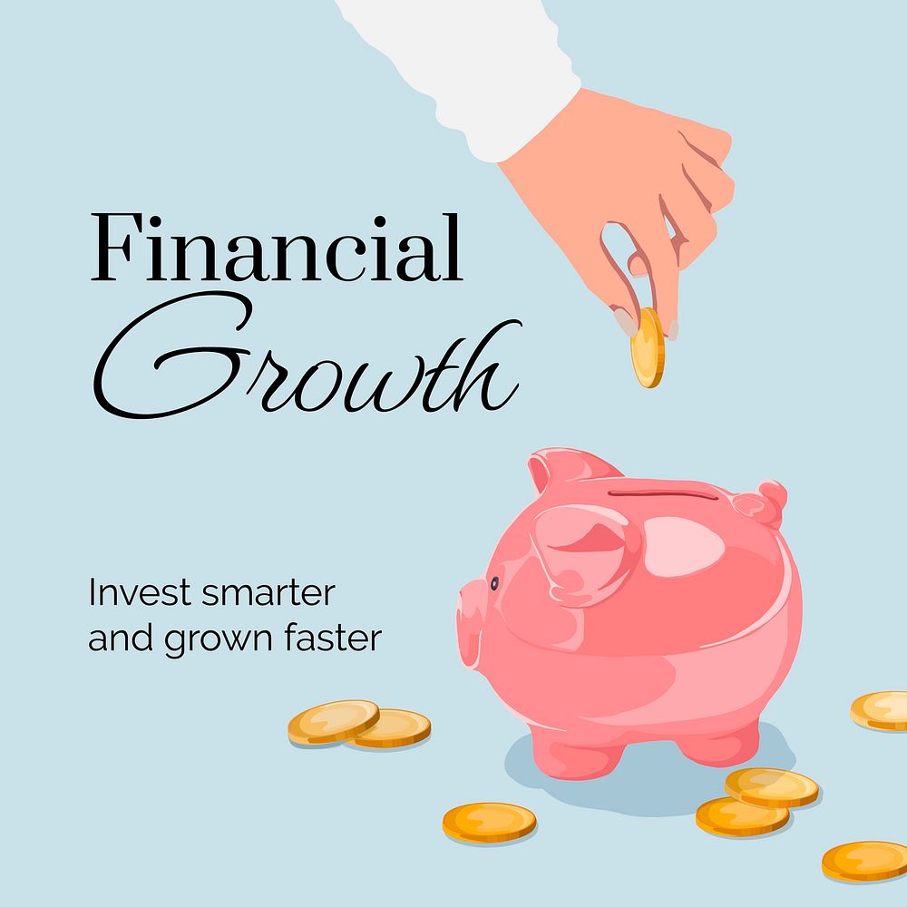 Financial growth Instagram post template, editable text vector