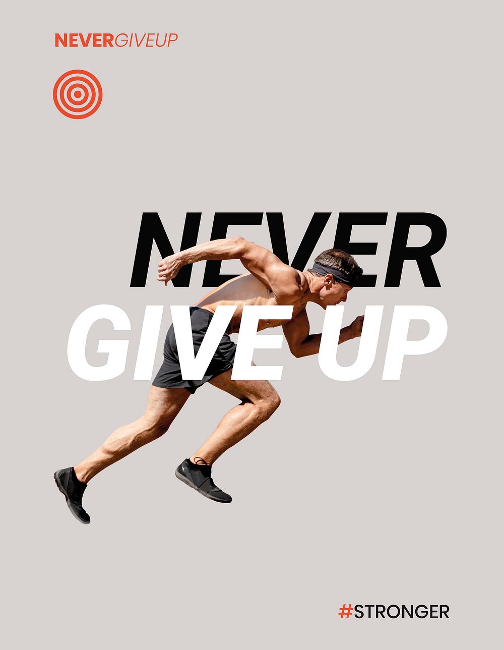 Never give up flyer template, sports aesthetic vector