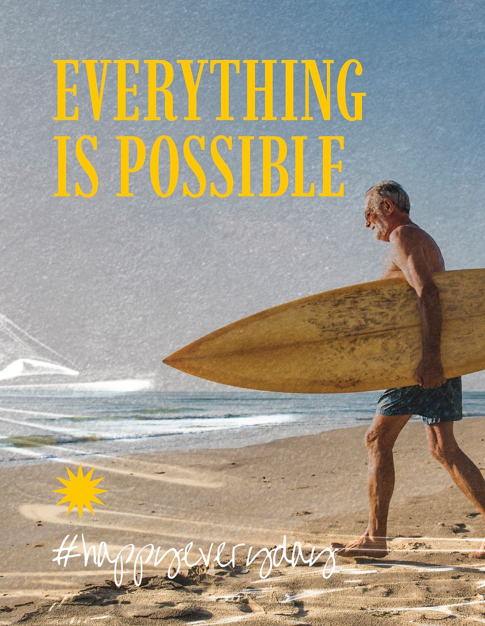 Everything is possible flyer template, Summer aesthetic vector