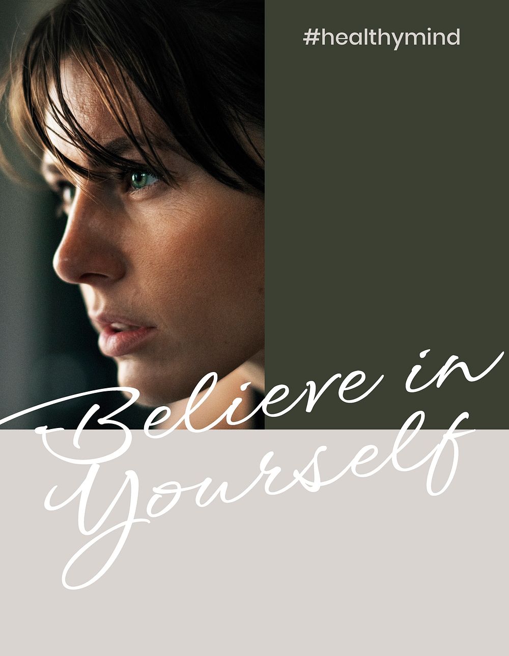 Believe in yourself flyer template, inspirational wellness quote vector