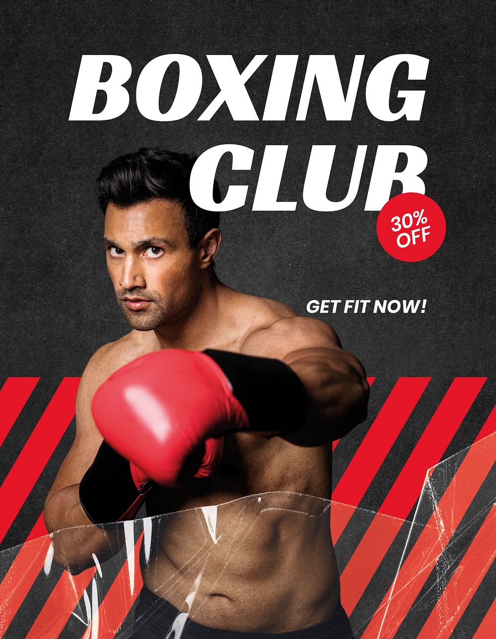 Boxing club flyer template, sports, gym advertisement vector