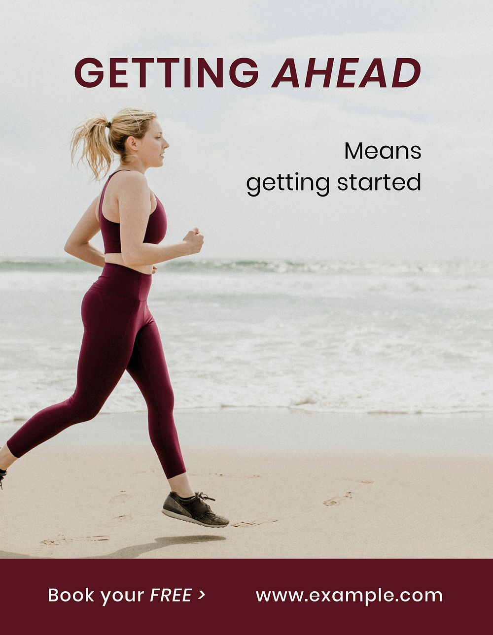 Jogging woman flyer template, wellness ad vector