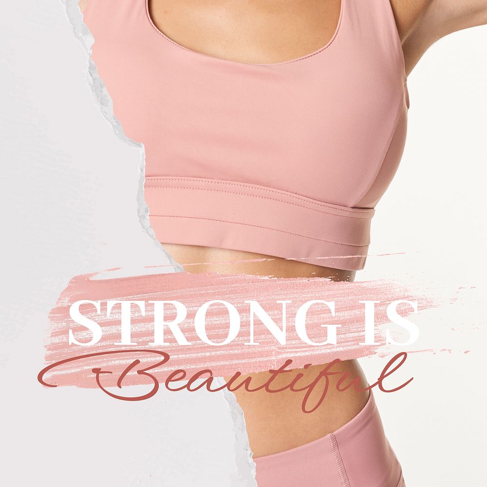 Strong woman Instagram post template, sports aesthetic design vector